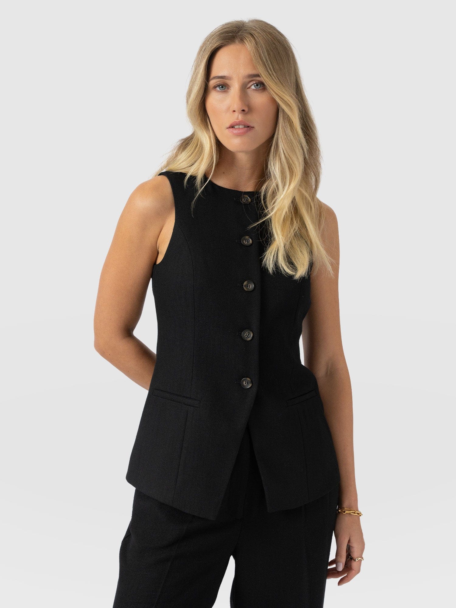 Argent Waistcoat - Black - Women's Jackets | Saint + Sofia® USA